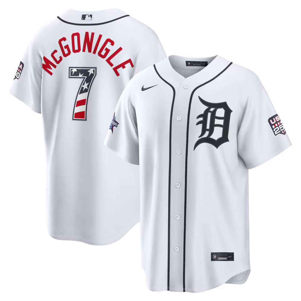 Youth Detroit Tigers #7 Kevin McGonigle Nike White 2026 All-Star Edition Stars & Stripes Stadium Jersey Youth Detroit Tigers #7 Kevin McGonigle Nike White 2026 All-Star Edition Stars & Stripes Stadium Jersey