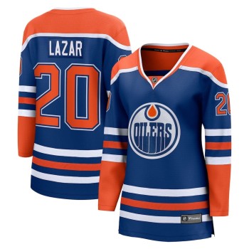 Women's Edmonton Oilers #20 Curtis Lazar Royal Home Jersey