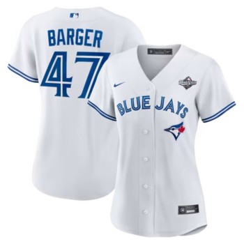 Women's Toronto Blue Jays #47 Addison Barger White 2025 World Series Home Replica Player Jersey