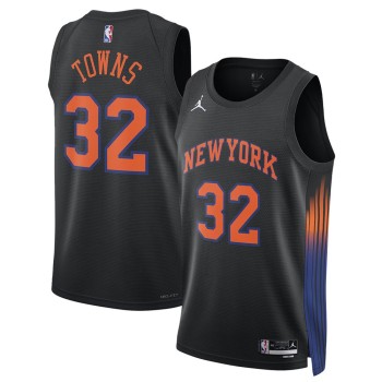Men's New York Knicks #32 Karl-Anthony Towns Black 2025/26 Statement Edition Jersey Men's New York Knicks #32 Karl-Anthony Towns Black 2025/26 Statement Edition Jersey