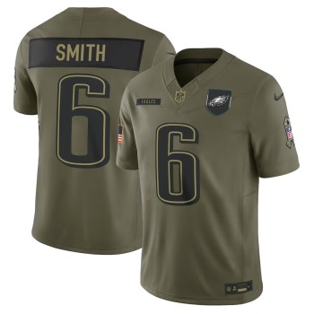 Men's Philadelphia Eagles #6 DeVonta Smith Nike Olive 2025 Salute to Service Retired Limited Jersey