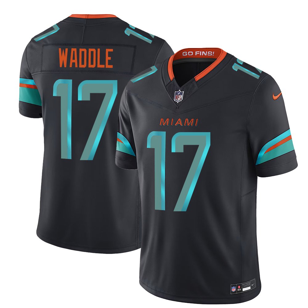 Men's Miami Dolphins #17 Jaylen Waddle Black Rivalries Collection F.U.S.E. Vapor Limited Stitched Jersey
