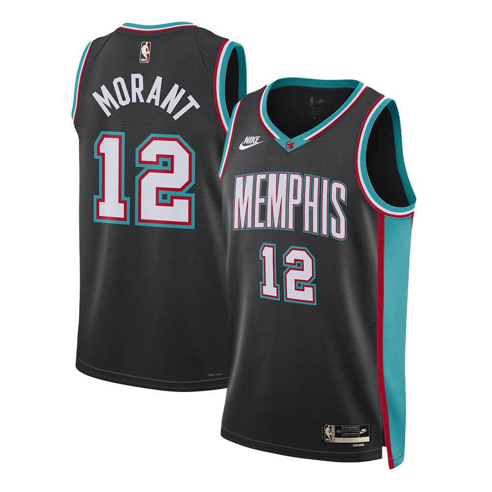 Men's Memphis Grizzlies #12 Ja Morant Black 2025/26 Hardwood Classics Jersey Men's Memphis Grizzlies #12 Ja Morant Black 2025/26 Hardwood Classics Jersey