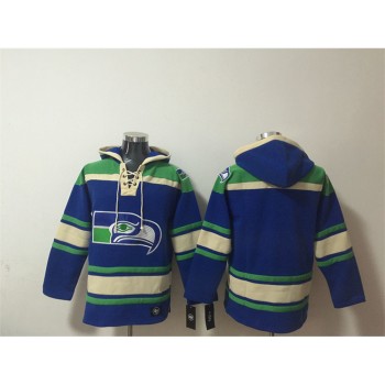 Men's Seattle Seahawks Royal Ageless Must-Have Lace-Up Pullover Hoodie