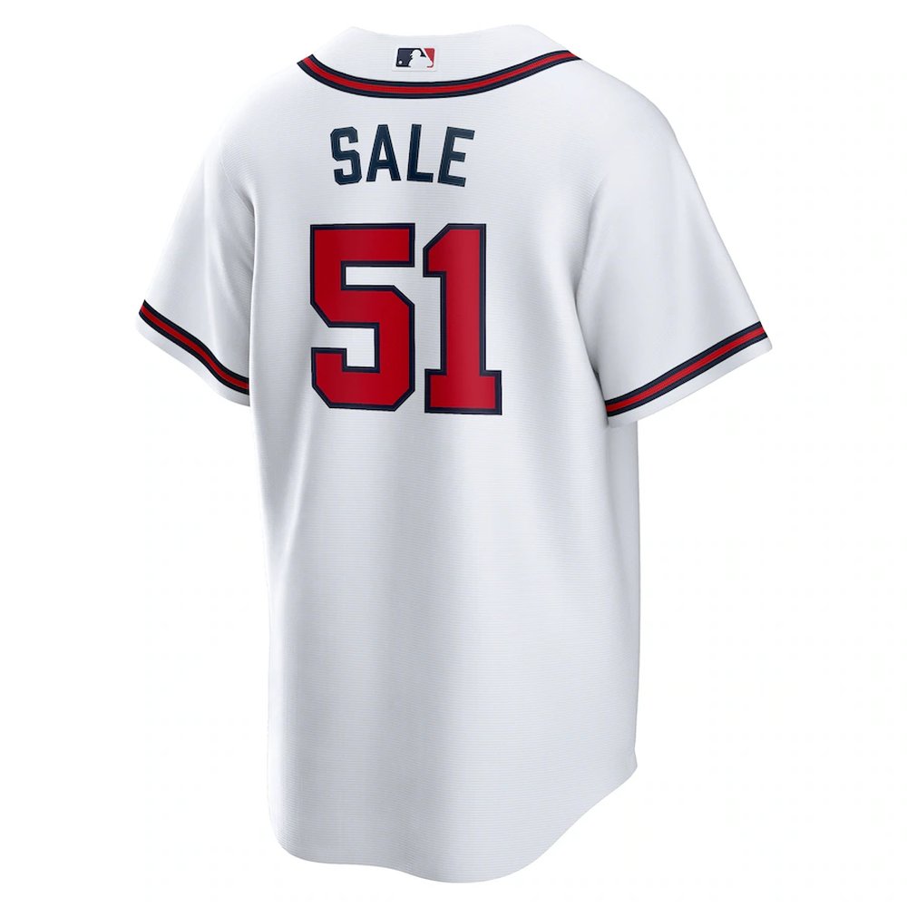 Men's Atlanta Braves #51 Chris Sale White Home Replica Jersey
