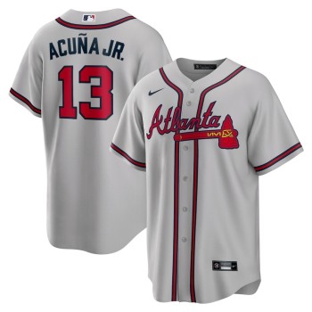 Men's Atlanta Braves #13 Ronald Acuna Jr. Gray Road Replica PlayerJersey Men's Atlanta Braves #13 Ronald Acuna Jr. Gray Road Replica PlayerJersey