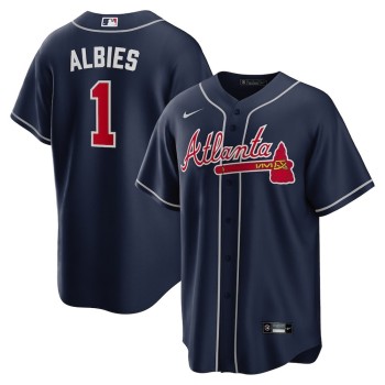 Men's Atlanta Braves #1 Ozzie Albies Navy Alternate Replica PlayerJersey Men's Atlanta Braves #1 Ozzie Albies Navy Alternate Replica PlayerJersey