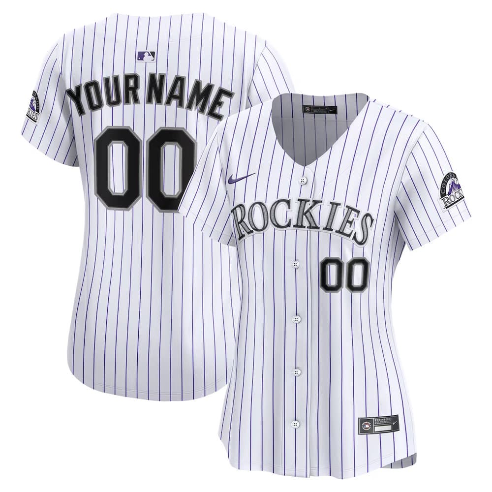 Women's Colorado Rockies Nike White Home Limited Custom Jersey Women's Colorado Rockies Nike White Home Limited Custom Jersey