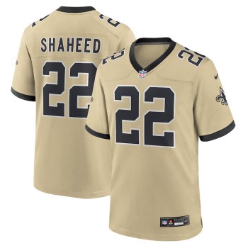 Men's New Orleans Saints #22 Rashid Shaheed Nike Gold Gameday Golds Alternate Game Player Jersey Men's New Orleans Saints #22 Rashid Shaheed Nike Gold Gameday Golds Alternate Game Player Jersey