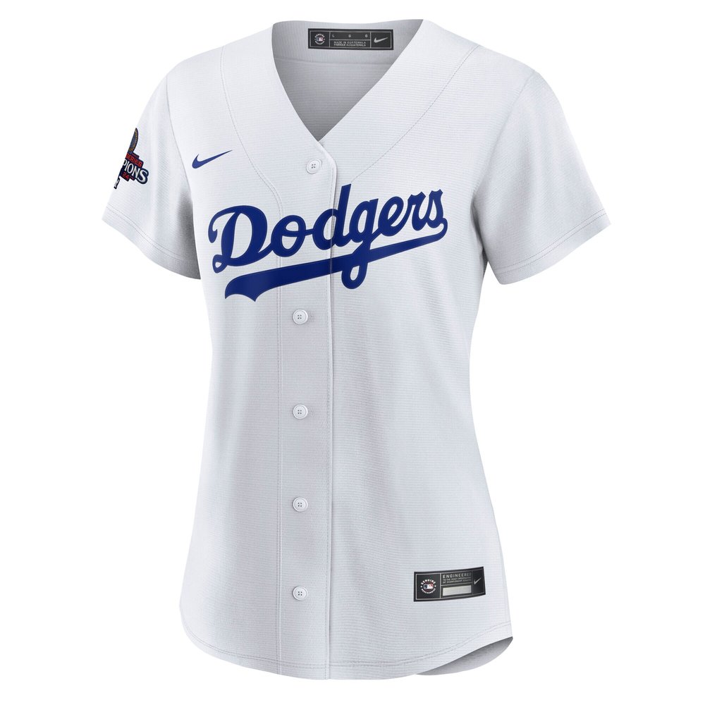 Women's Los Angeles Dodgers #25 Tommy Edman White 2024 World Series Champions Home Replica Player Jersey