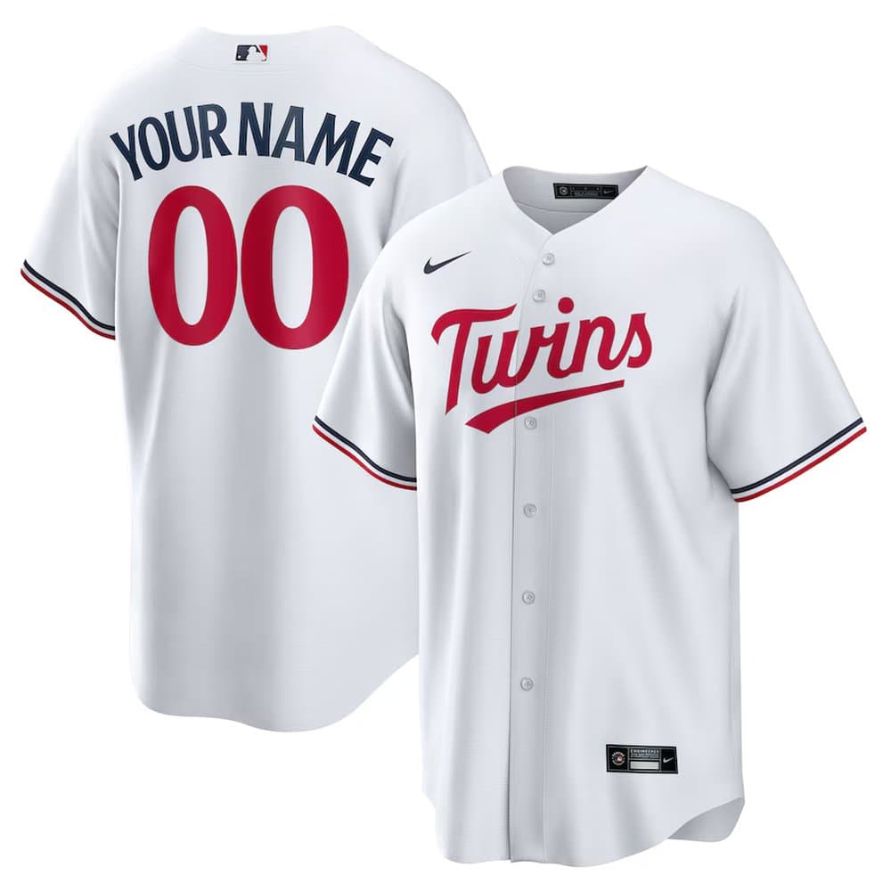Youth Minnesota Twins White Home Replica Custom Jersey