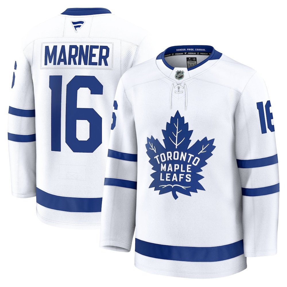 Men's Toronto Maple Leafs #16 Mitch Marner White Away Premium Player Jersey Men's Toronto Maple Leafs #16 Mitch Marner White Away Premium Player Jersey