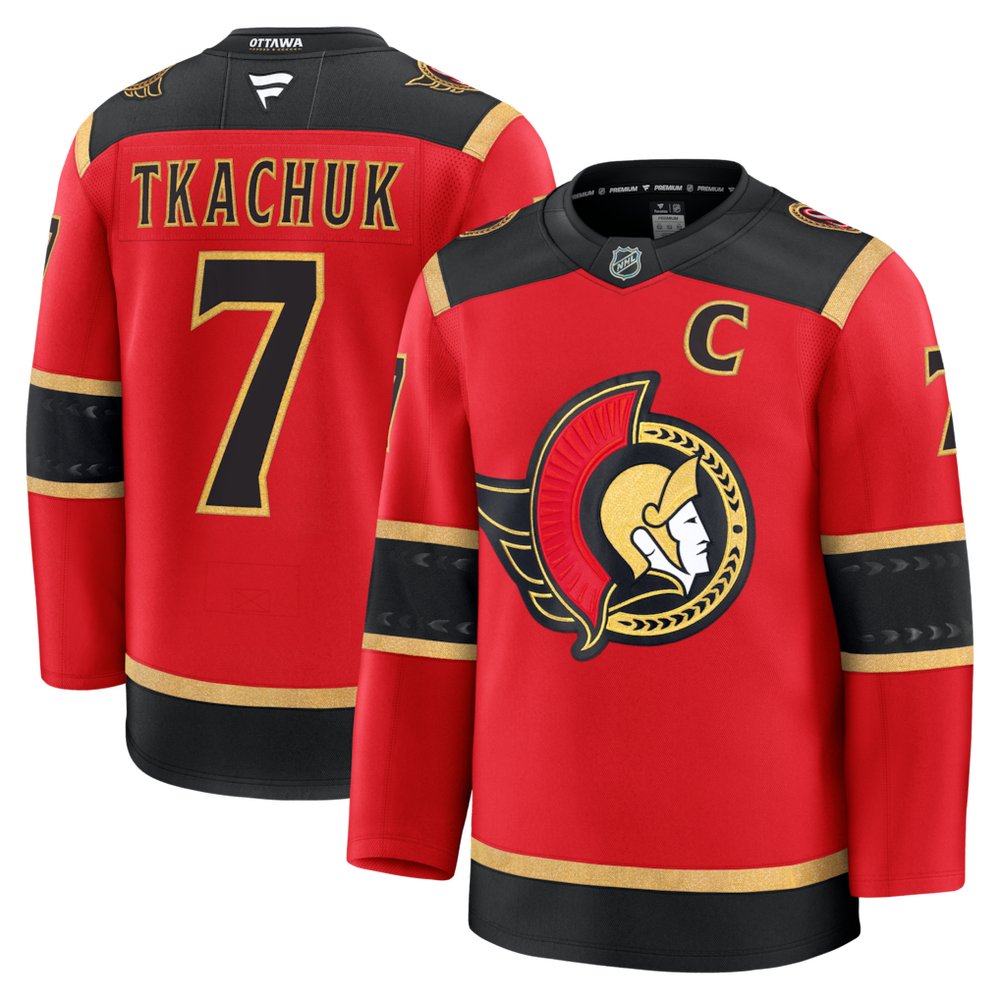 Men's Ottawa Senators #7 Brady Tkachuk Red Alternate Premium Jersey Men's Ottawa Senators #7 Brady Tkachuk Red Alternate Premium Jersey