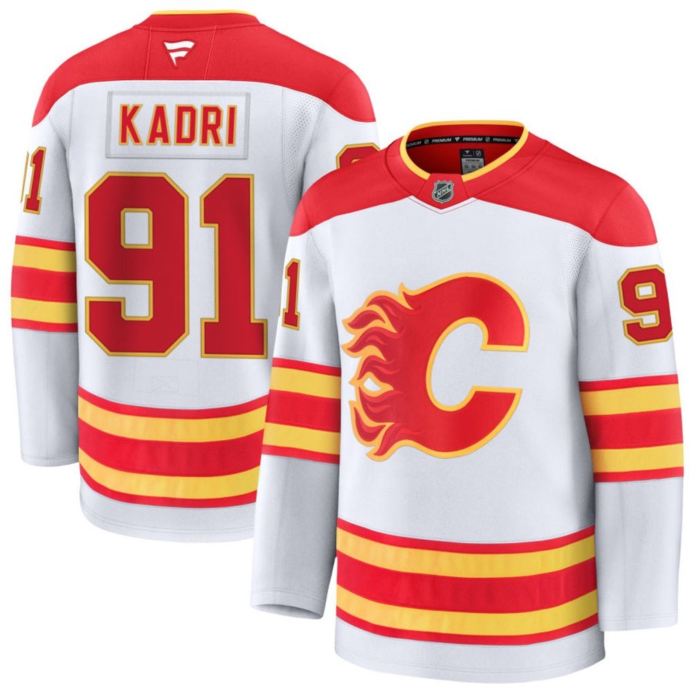 Youth Calgary Flames #91 Nazem Kadri White Away Jersey