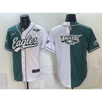 Youth Philadelphia Eagles Green Split Cool Base Stitched Baseball Jersey
