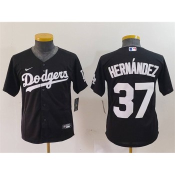 Youth Los Angeles Dodgers #37 Teoscar Hernandez Black Stitched Baseball Jersey
