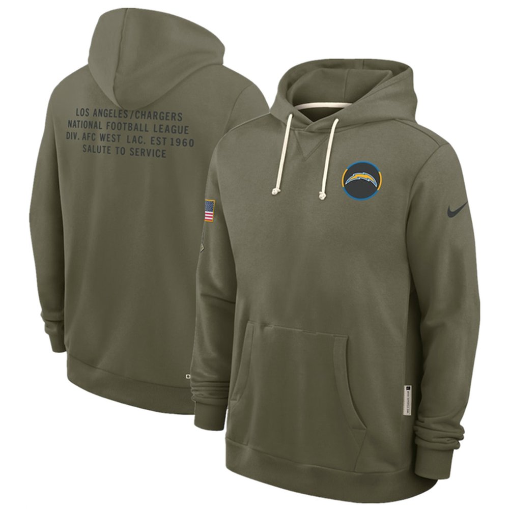 Men's Los Angeles Chargers Olive 2025 Salute to Service Pullover Hoodie Men's Los Angeles Chargers Olive 2025 Salute to Service Pullover Hoodie