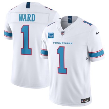 Men's Tennessee Titans #1 Cameron Ward White 2026 With 2-Star C Patch Vapor F.U.S.E. Limited Jersey Men's Tennessee Titans #1 Cameron Ward White 2026 With 2-Star C Patch Vapor F.U.S.E. Limited Jersey