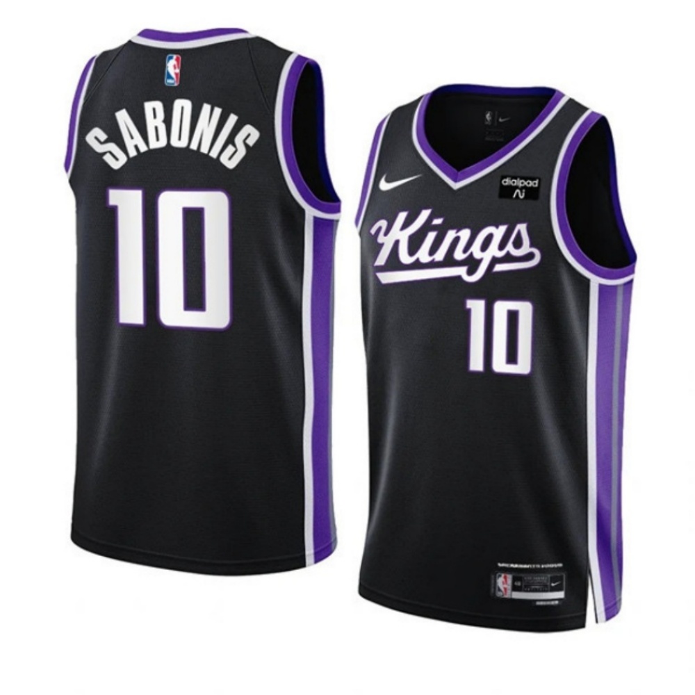 Men's Sacramento Kings #10 Domantas Sabonis Black 2023/24 Icon Edition Swingman Stitched Basketball Jersey