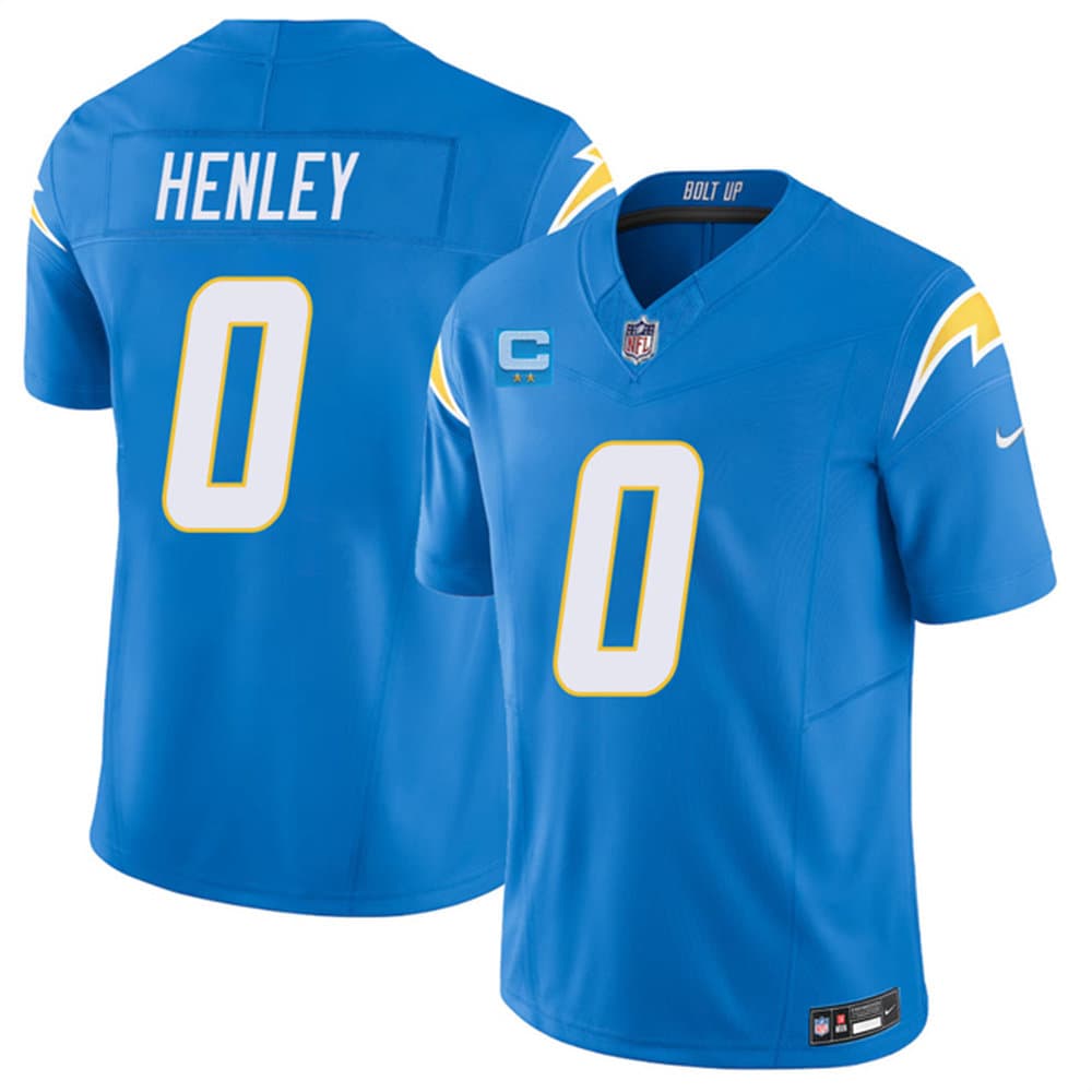 Men's Los Angeles Chargers #0 Daiyan Henley Blue 2026 2-Star C Patch Vapor F.U.S.E. Limited Jersey