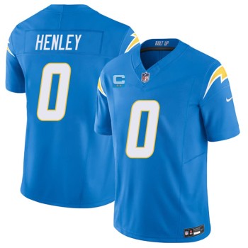 Men's Los Angeles Chargers #0 Daiyan Henley Blue 2026 2-Star C Patch Vapor F.U.S.E. Limited Jersey