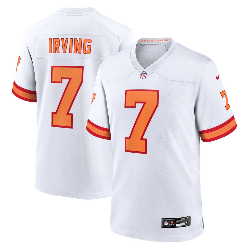 Men's '76 Tampa Bay Buccaneers #7 Bucky Irving White Player Game Jersey