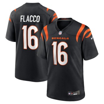 Men's Cincinnati Bengals #16 Joe Flacco Black Team Game Jersey