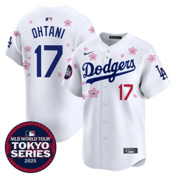 Men's Los Angeles Dodgers #17 Shohei Ohtani White Tokyo 2025 Cool Base Stitched Baseball Jersey Men's Los Angeles Dodgers #17 Shohei Ohtani White Tokyo 2025 Cool Base Stitched Baseball Jersey