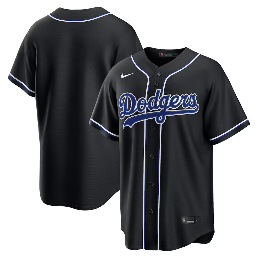 Men's Los Angeles Dodgers Fashion Replica Black Out Jersey