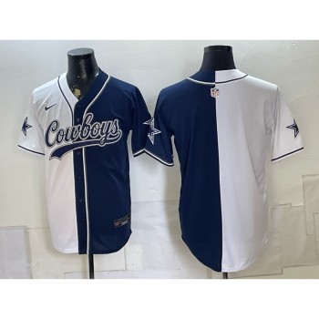 Men's Dallas Cowboys Navy Split Cool Base Stitched Baseball Jersey
