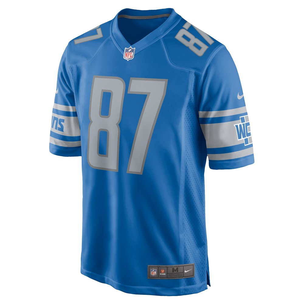 Men's Detroit Lions #87 Sam LaPorta Blue Team Game Jersey