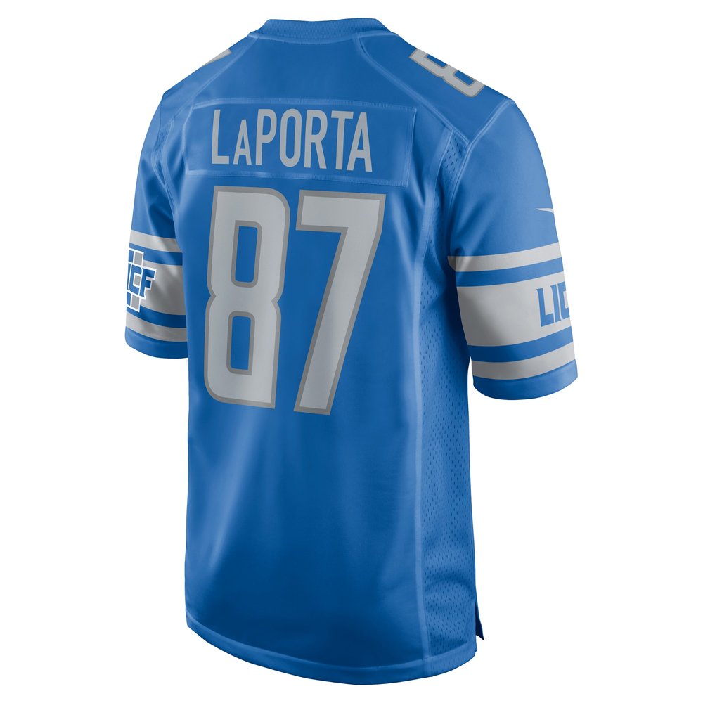 Men's Detroit Lions #87 Sam LaPorta Blue Team Game Jersey