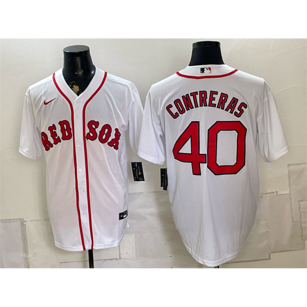Youth Boston Red Sox #40 Willson Contreras White Cool Base Jersey