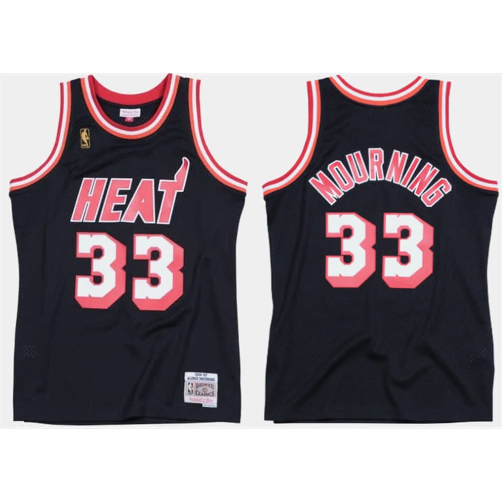 Men's Miami Heat #33 Alonzo Mourning Black Stitched Basketball Jersey