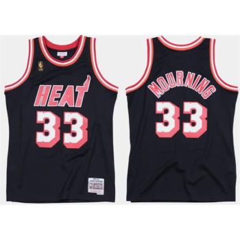 Men's Miami Heat #33 Alonzo Mourning Black Stitched Basketball Jersey