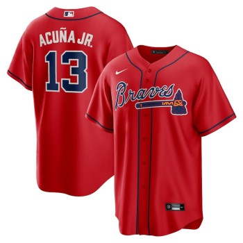 Men's Atlanta Braves #13 Ronald Acuna Jr. Red Alternate Replica PlayerJersey Men's Atlanta Braves #13 Ronald Acuna Jr. Red Alternate Replica PlayerJersey