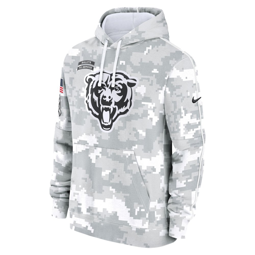 Men's Chicago Bears Arctic Camo 2024 Salute To Service Big & Tall Club Fleece Pullover Hoodie
