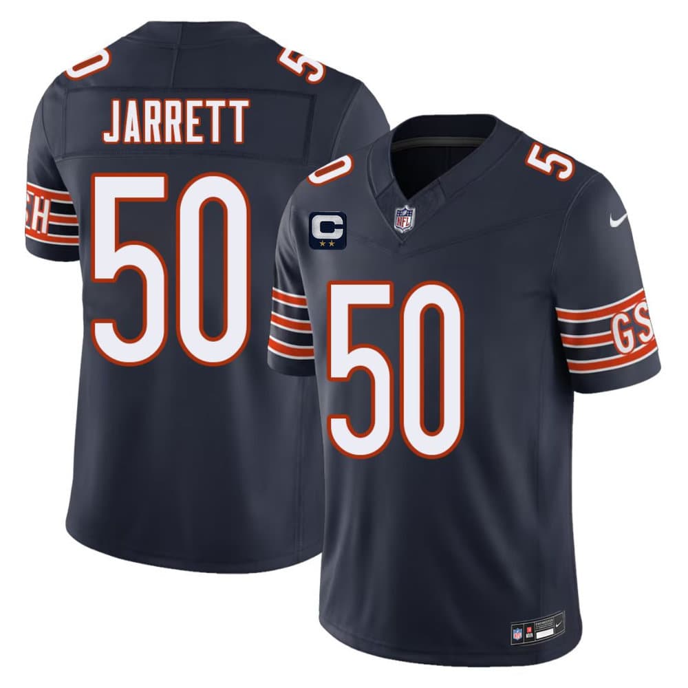 Men's Chicago Bears #50 Grady Jarrett Navy 2026 2-Star C Patch Vapor F.U.S.E. Untouchable Limited Jersey