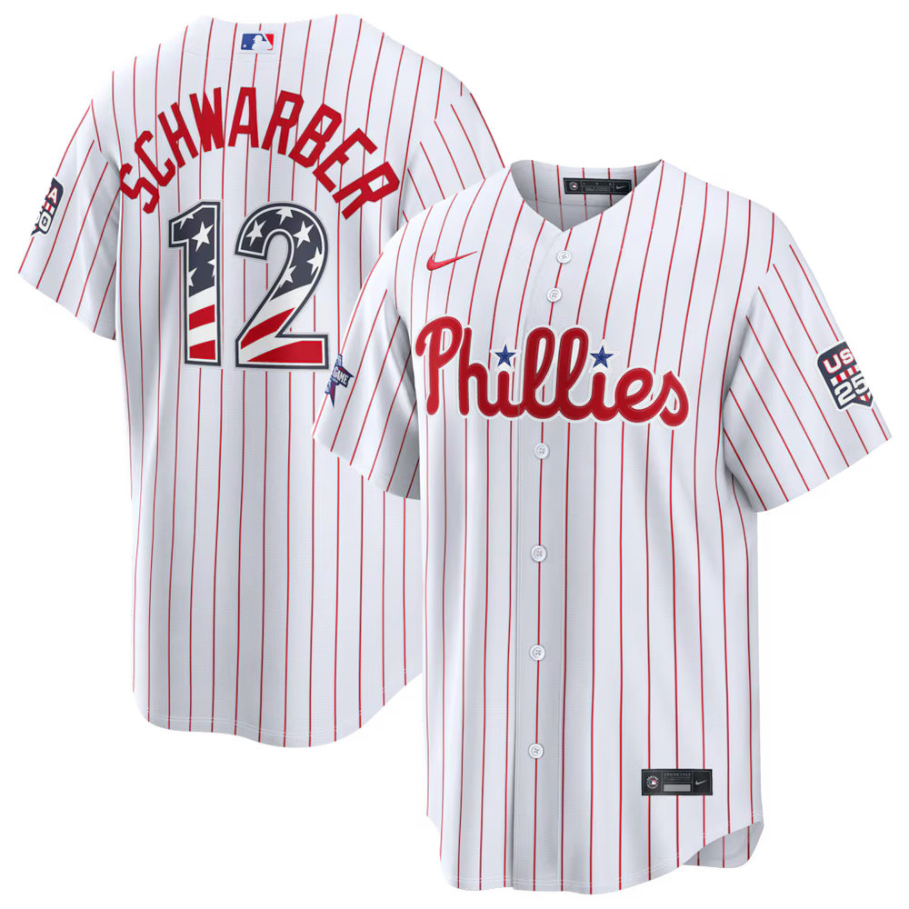 Youth Philadelphia Phillies #12 Kyle Schwarber Nike White 2026 All-Star Edition Stars & Stripes Stadium Jersey