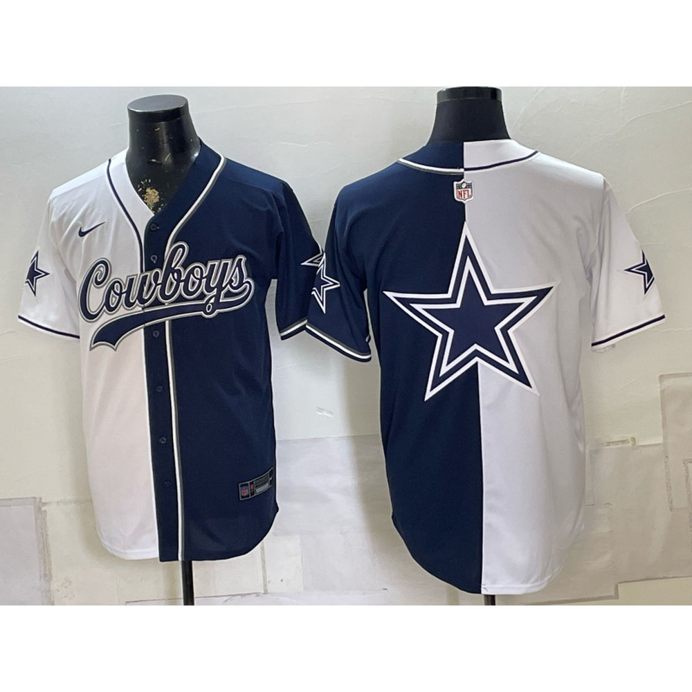 Youth Dallas Cowboys Navy Split Cool Base Stitched Baseball Jersey