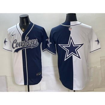 Youth Dallas Cowboys Navy Split Cool Base Stitched Baseball Jersey