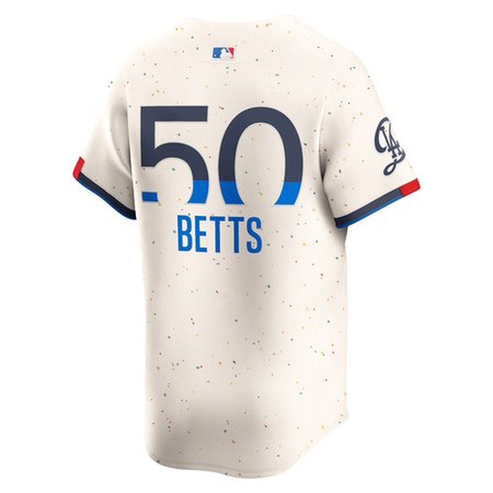 Men's Los Angeles Dodgers #50 Mookie Betts Cream 2024 City Connect Limited Player Jersey