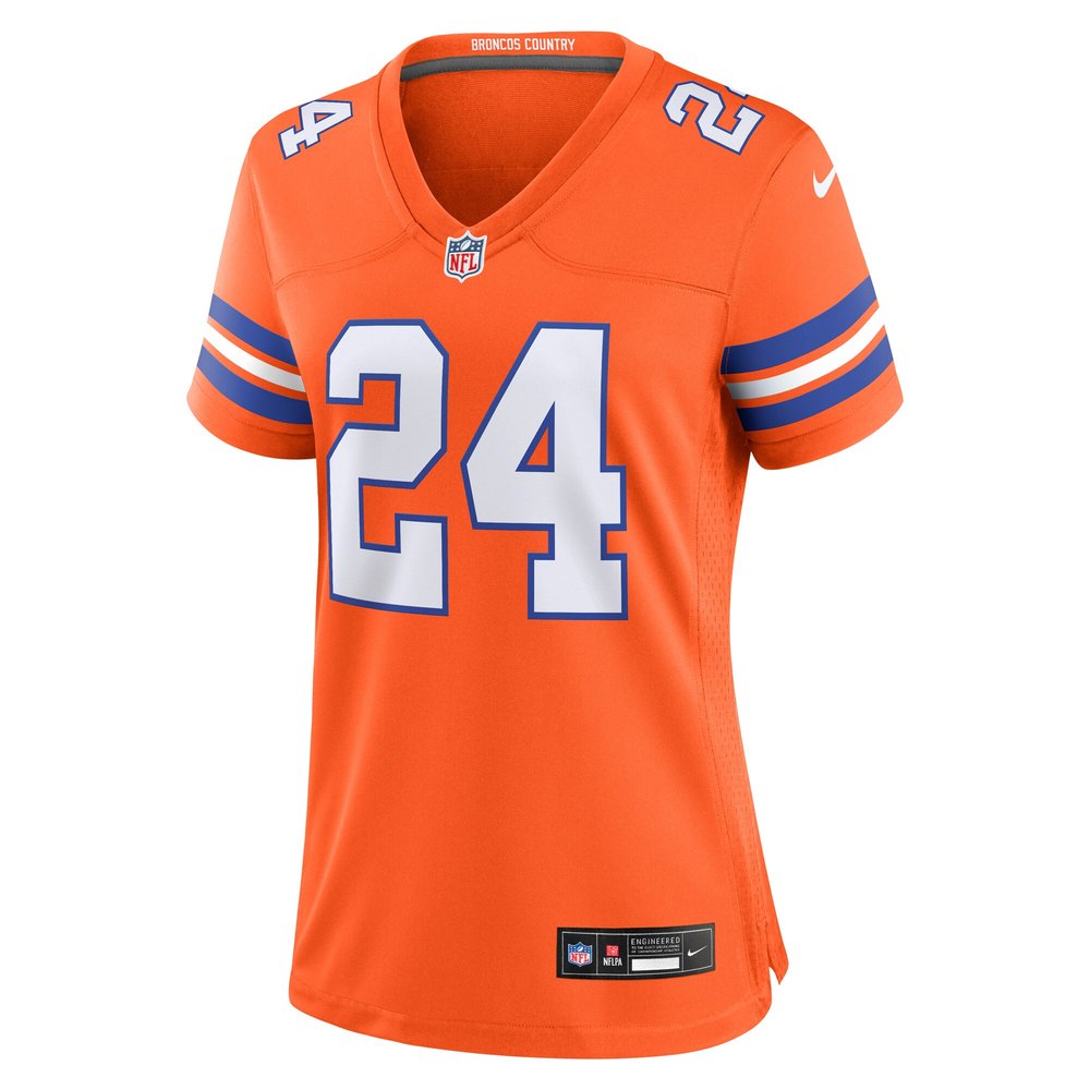 Women's Denver Broncos Champ Bailey Orange Mile High Collection 1977 Throwback Retired Player Game Jersey Women's Denver Broncos Champ Bailey Orange Mile High Collection 1977 Throwback Retired Player Game Jersey