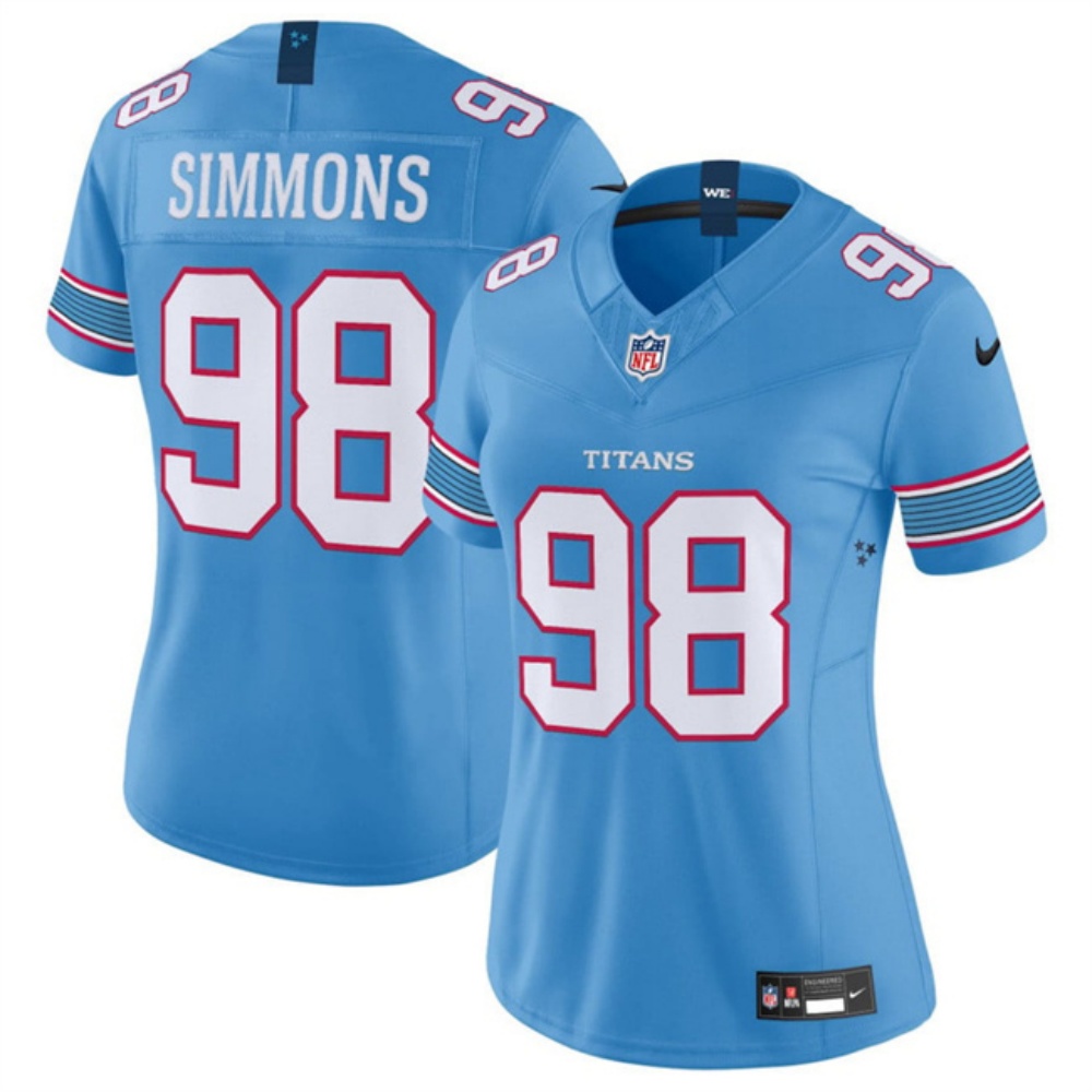 Women's Tennessee Titans #98 Jeffery Simmons Light Blue F.U.S.E. Vapor Limited Stitched Football Jersey(Run Small)
