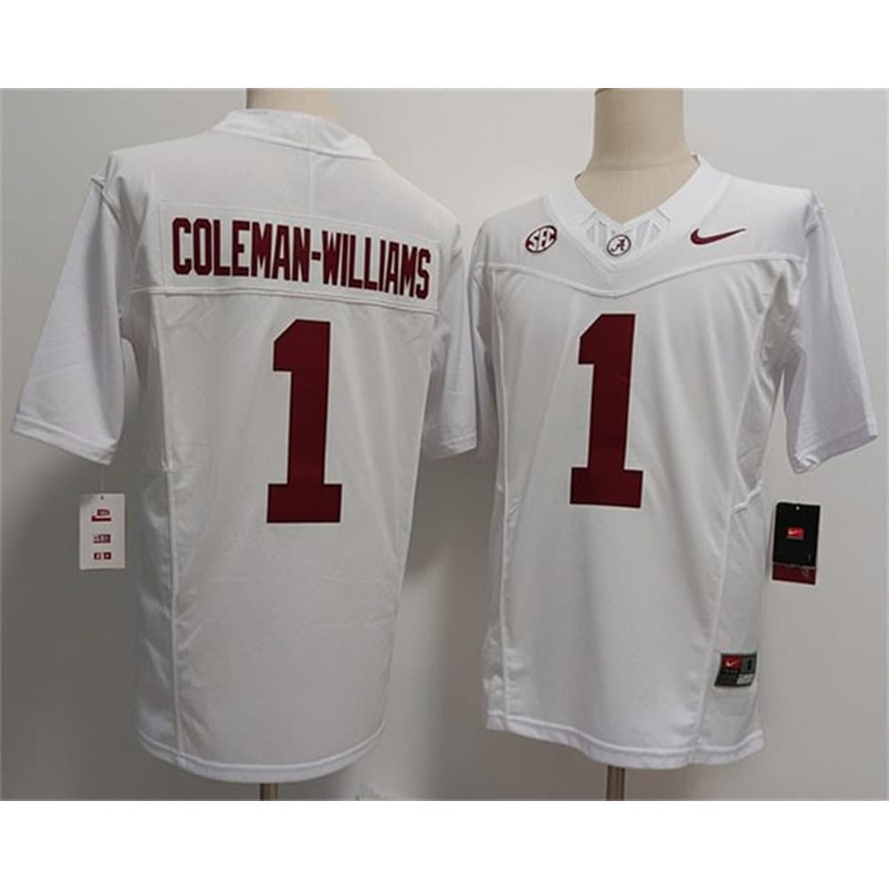 Men's Alabama Crimson Tide #1 Ryan Alexander Coleman-Williams Jr White 2026 Vapor F.U.S.E. Limited Jersey
