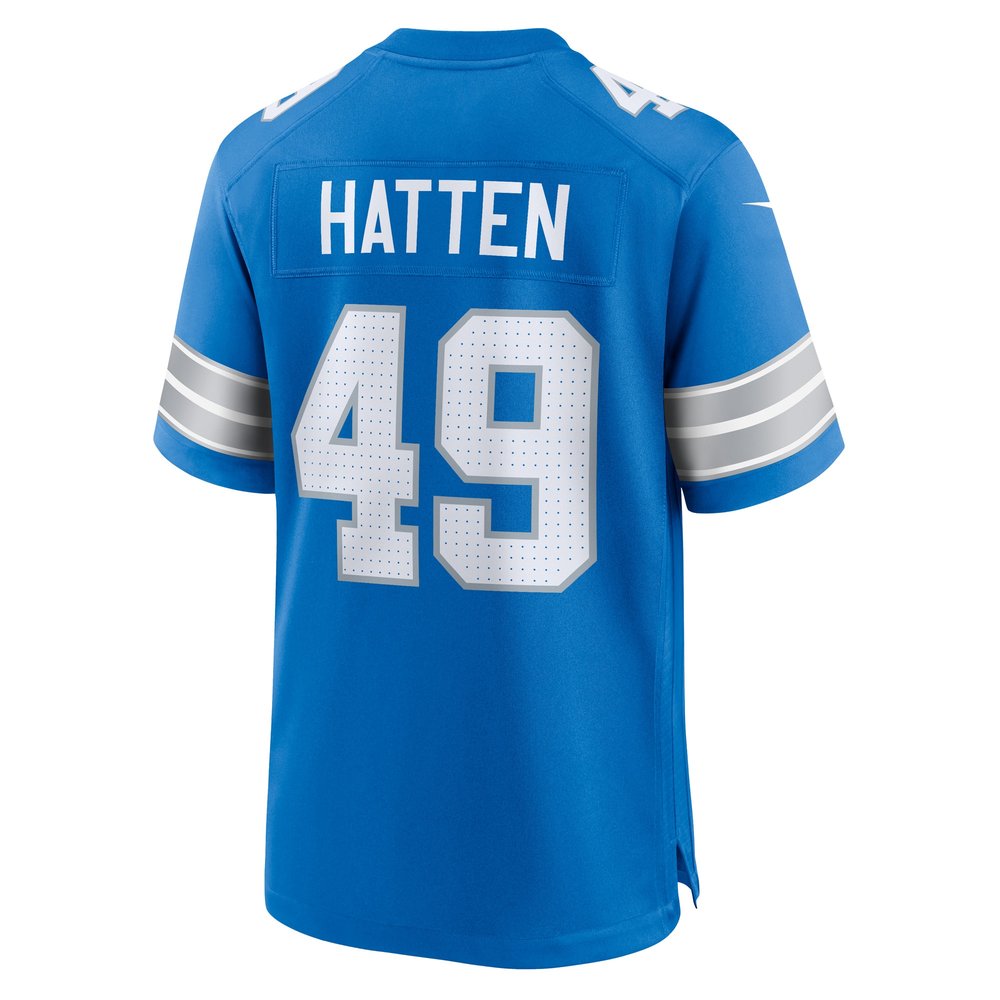 Men's Detroit Lions Hogan Hatten  Blue Game Jersey