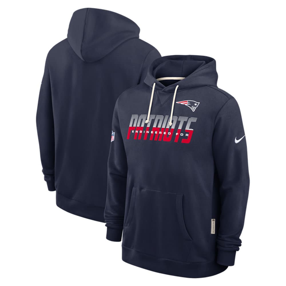 Men's New England Patriots Navy Sideline Standard Issue Top Prospect Dri-FIT Hoodie