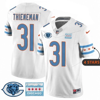 Youth Chicago Bears #31 Dillon Thieneman White City Edition With Chicago Flag Vapor F.U.S.E. Untouchable Limited Jersey