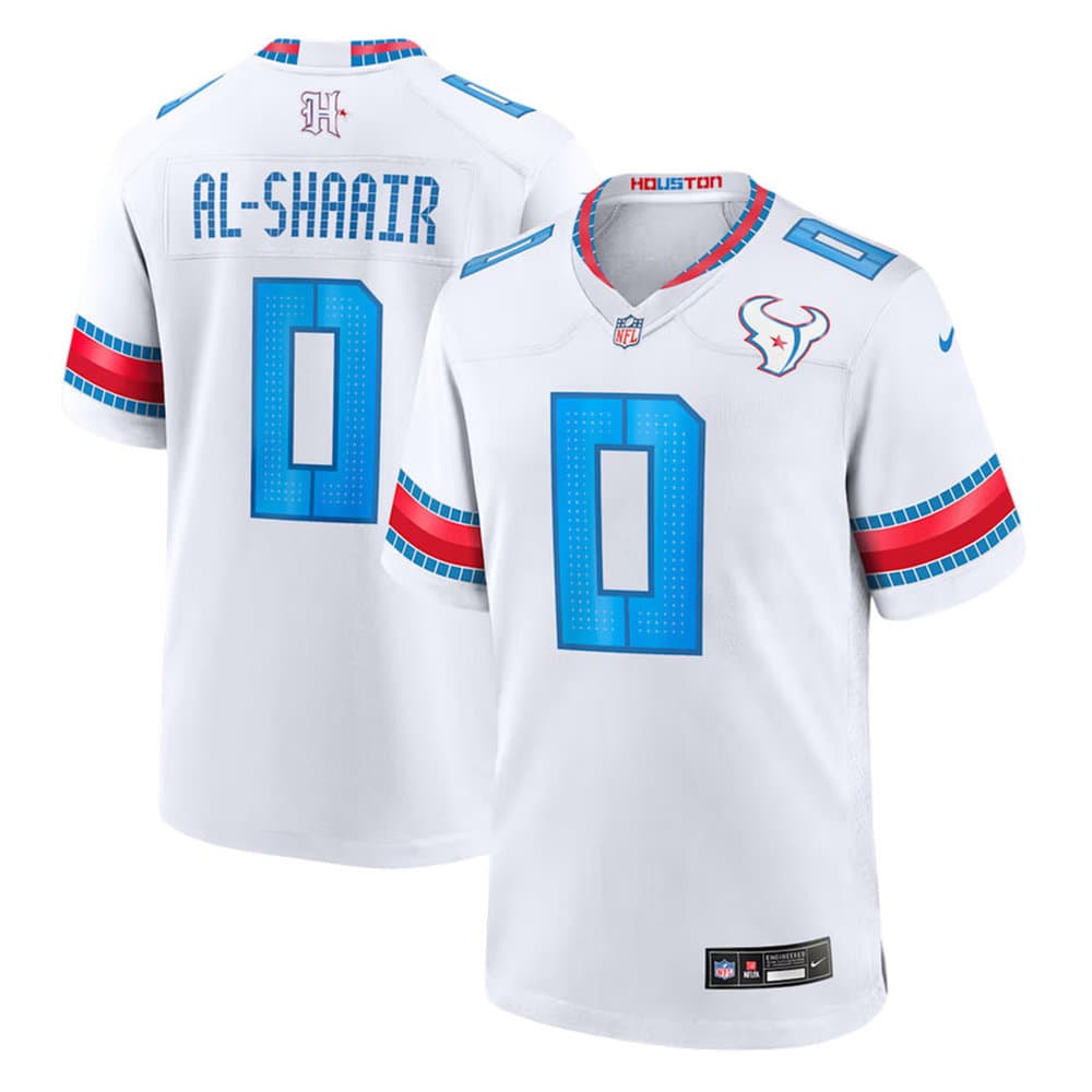 Youth Houston Texans #0 Azeez Al-Shaair White 2026 Rivalries Collection Game Jersey