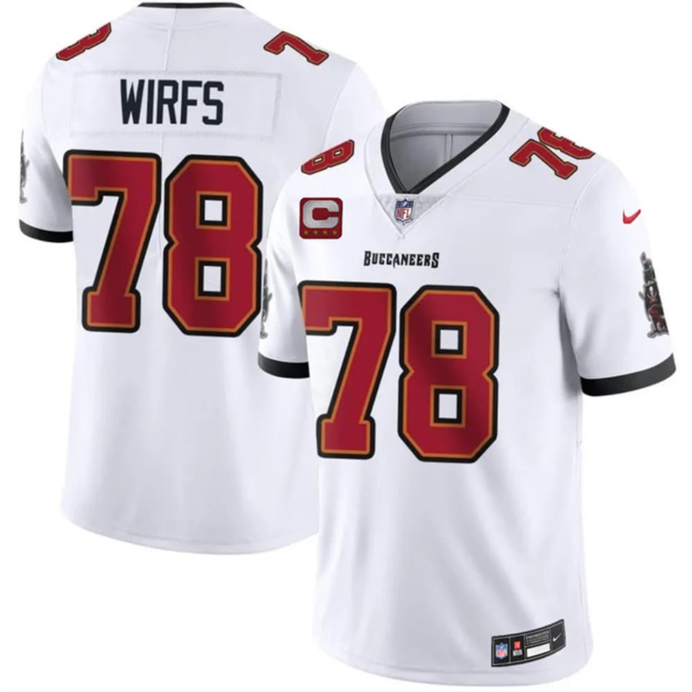 Men's Tampa Bay Buccaneers #78 Tristan Wirfs White 2026 With 4-Star C Patch Vapor Limited Jersey